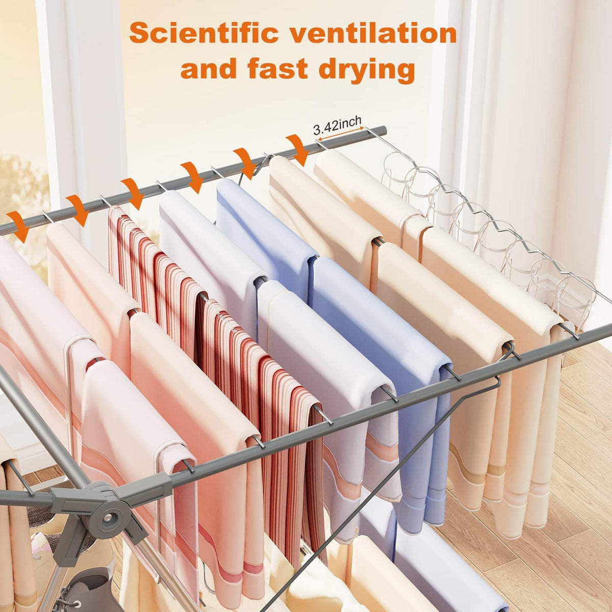 Bigzzia Clothes Drying Rack Foldable, 2-Level Large Laundry Drying Rack Collapsible, Stainless
