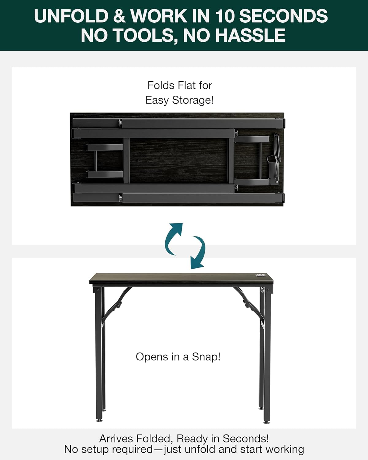Frylr Small Folding Computer Desk – 35.8 Inch Portable Table for Craft and Study, Lightweight Desk