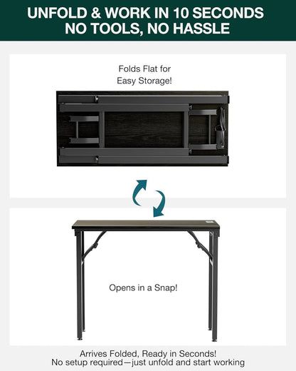 Frylr Small Folding Computer Desk – 35.8 Inch Portable Table for Craft and Study, Lightweight Desk