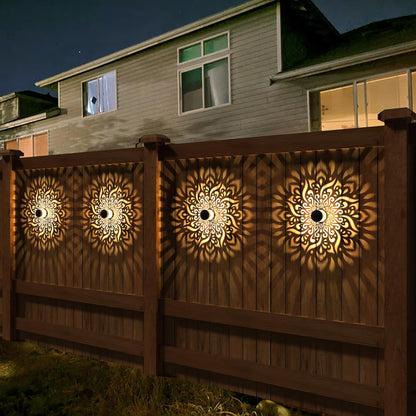 4 Pack Solar Fence Lights Metal Solar Powered Outdoor Wall Deck Step Lights Mandala Theme