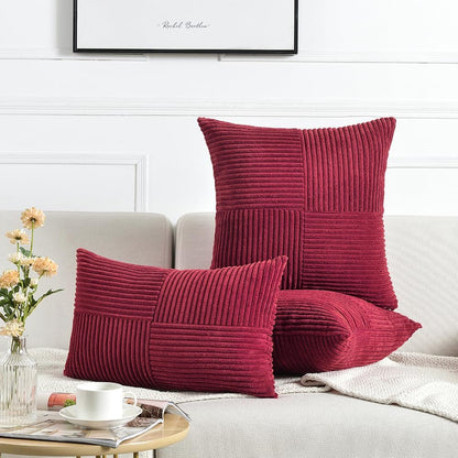 Fancy Homi 2 Packs Burgundy Long Lumbar Decorative Throw Pillow Covers 12x24 Inch for Couch Bed
