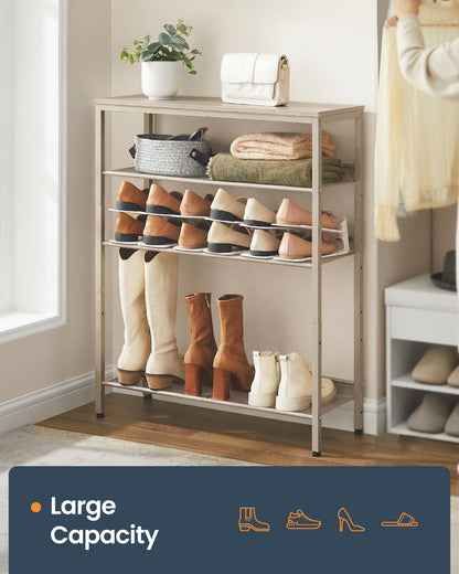 SONGMICS HOME 5 Tier Shoe Storage Organizer, Freestanding Shoe Rack, Dense Mesh, for Living Room