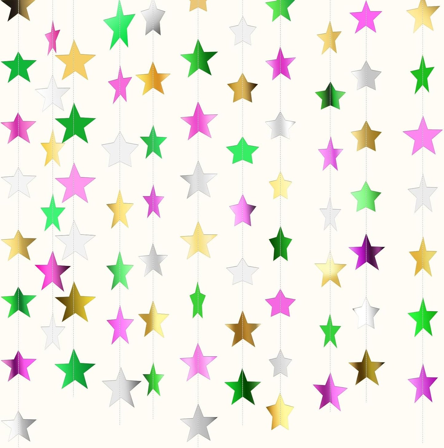 Patelai Glitter Star Garland Banner Decor 130 Feet Star Hanging Bunting Banner Twinkle Backdrop for
