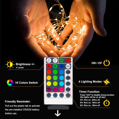 2Pack Battery Fairy Lights, Total 78Ft 240LED, Battery Operated Fairy Lights with Remote and Timer