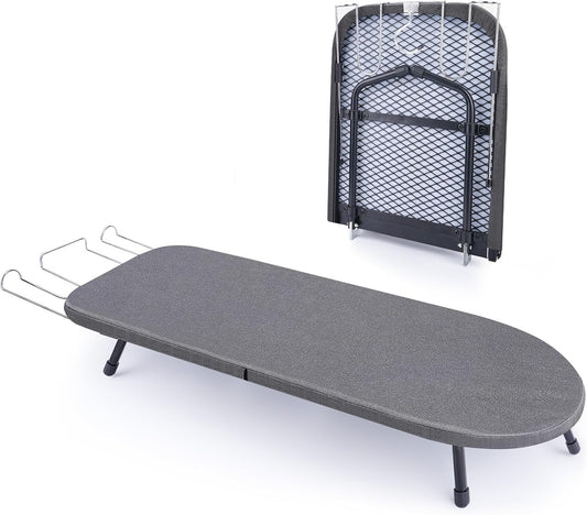 Tabletop Ironing Board with Iron Rest, Metal Mesh Panel Mini Ironing Board with Heat Resistant