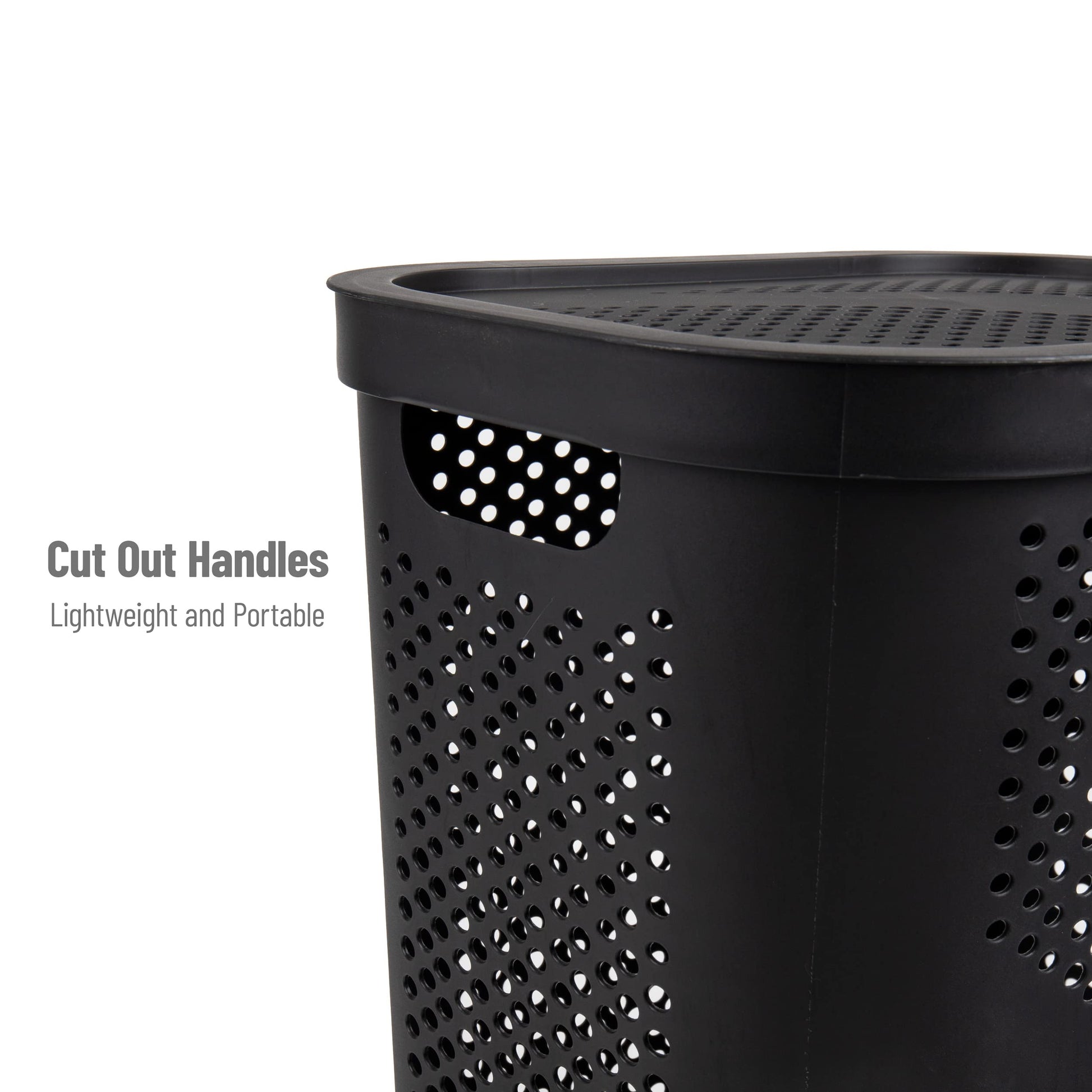 Mind Reader Slim Laundry Hamper with Lid, 60L Ventilated Clothes Baskets, Tapered Design for