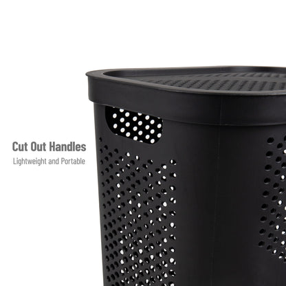 Mind Reader Slim Laundry Hamper with Lid, 60L Ventilated Clothes Baskets, Tapered Design for