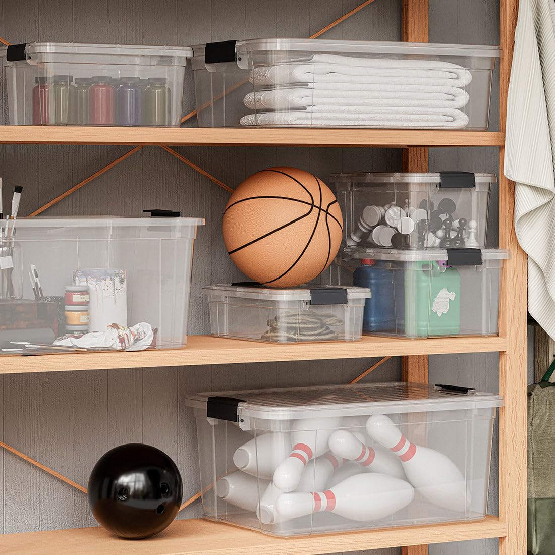 Superio Storage Bins with Lids- 8 Pack, 1.85 Qt Clear Boxes for Organizing, Stackable Plastic