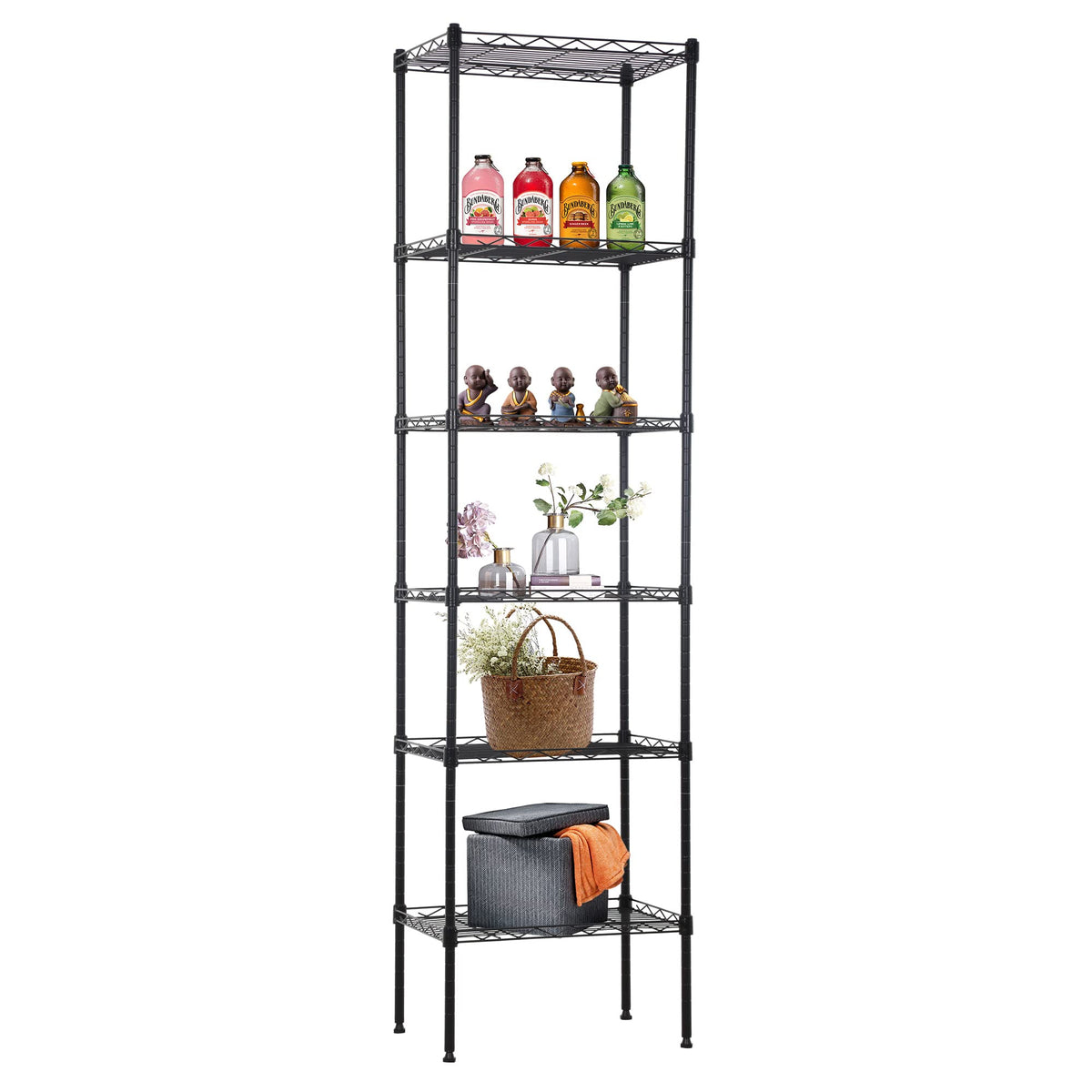 FDW 6 Tier Wire Shelving 17L x 12W x 64H Pantry Shelves Storage Rack Shelving Units Adjustable