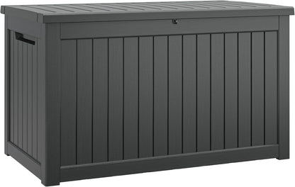NUNU LAB 230 Gallon Large Resin Deck Box, Waterproof Outdoor Storage Box, Lockable Storage Bin for