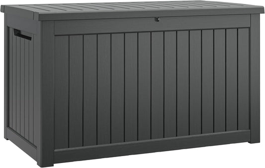 NUNU LAB 230 Gallon Large Resin Deck Box, Waterproof Outdoor Storage Box, Lockable Storage Bin for