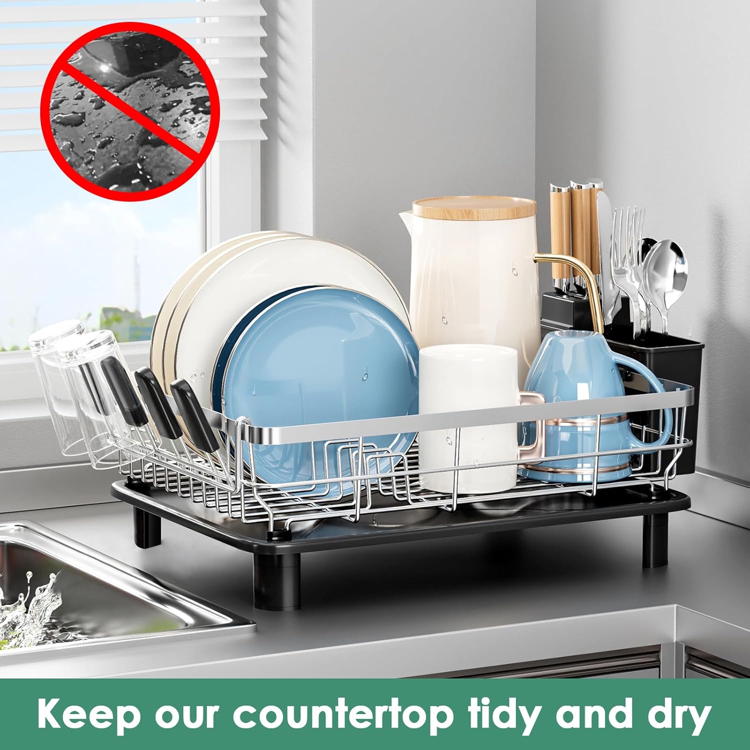 MOUKABAL Dish Drying Rack - Stainless Steel Dish Rack, Dish Racks for Kitchen Counter, Drying Rack