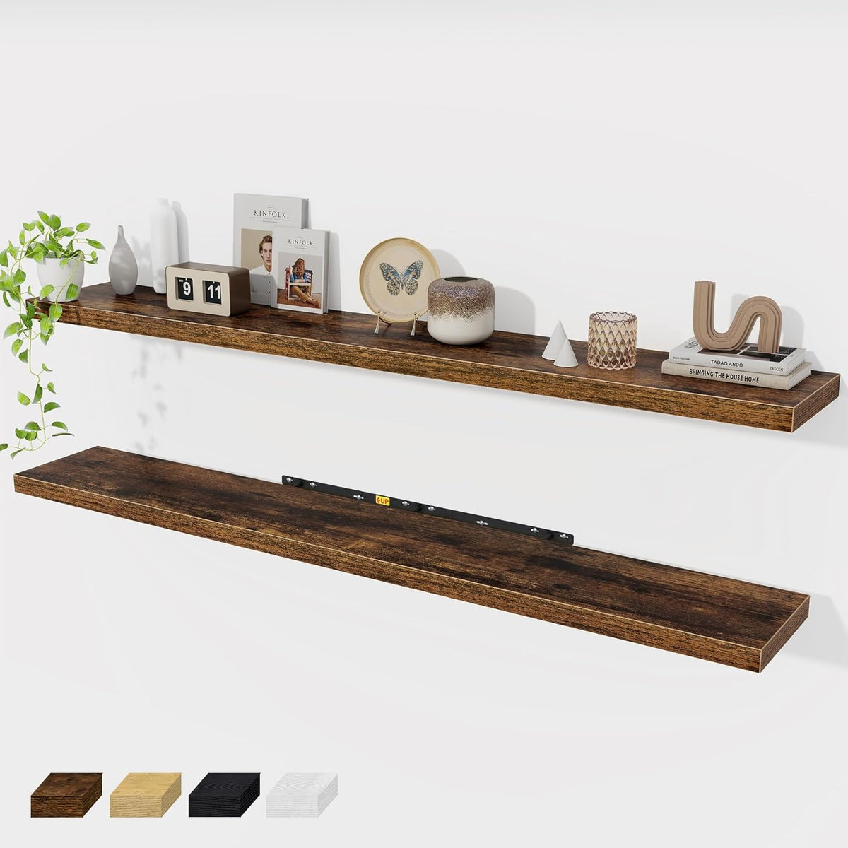 Fun Memories 72 Inch Floating Shelves for Wall 2 Pack Shelves for Bedroom|Kitchen|Bathroom 72 x 9.3