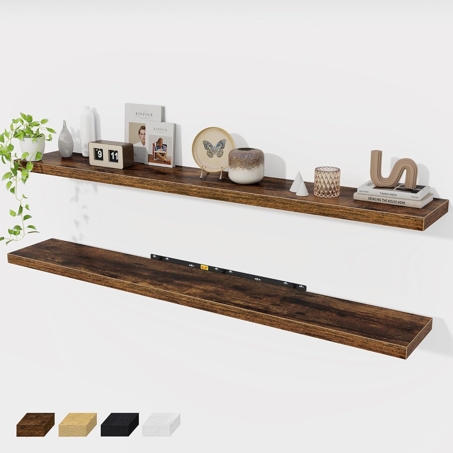 Fun Memories 72 Inch Floating Shelves for Wall 2 Pack Shelves for Bedroom|Kitchen|Bathroom 72 x 9.3