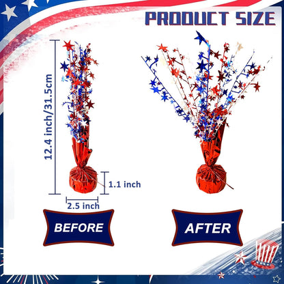 6 Pack 4th of July Table Centerpiece Decoration Metallic Foil Spray Star Burst Patriotic Decoration