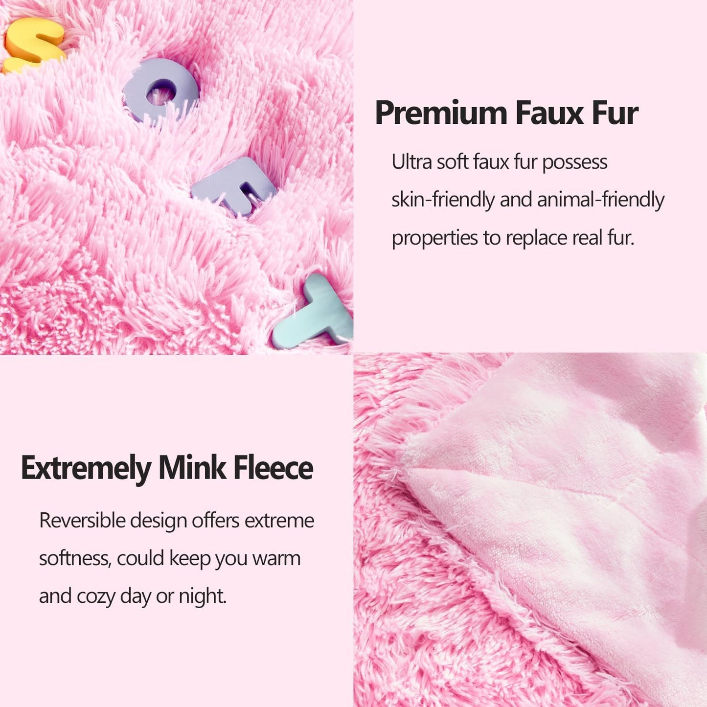 GONAAP Fuzzy Faux Fur Throw Blanket Queen Size Light Pink Super Soft Cozy Plush Fuzzy Shaggy