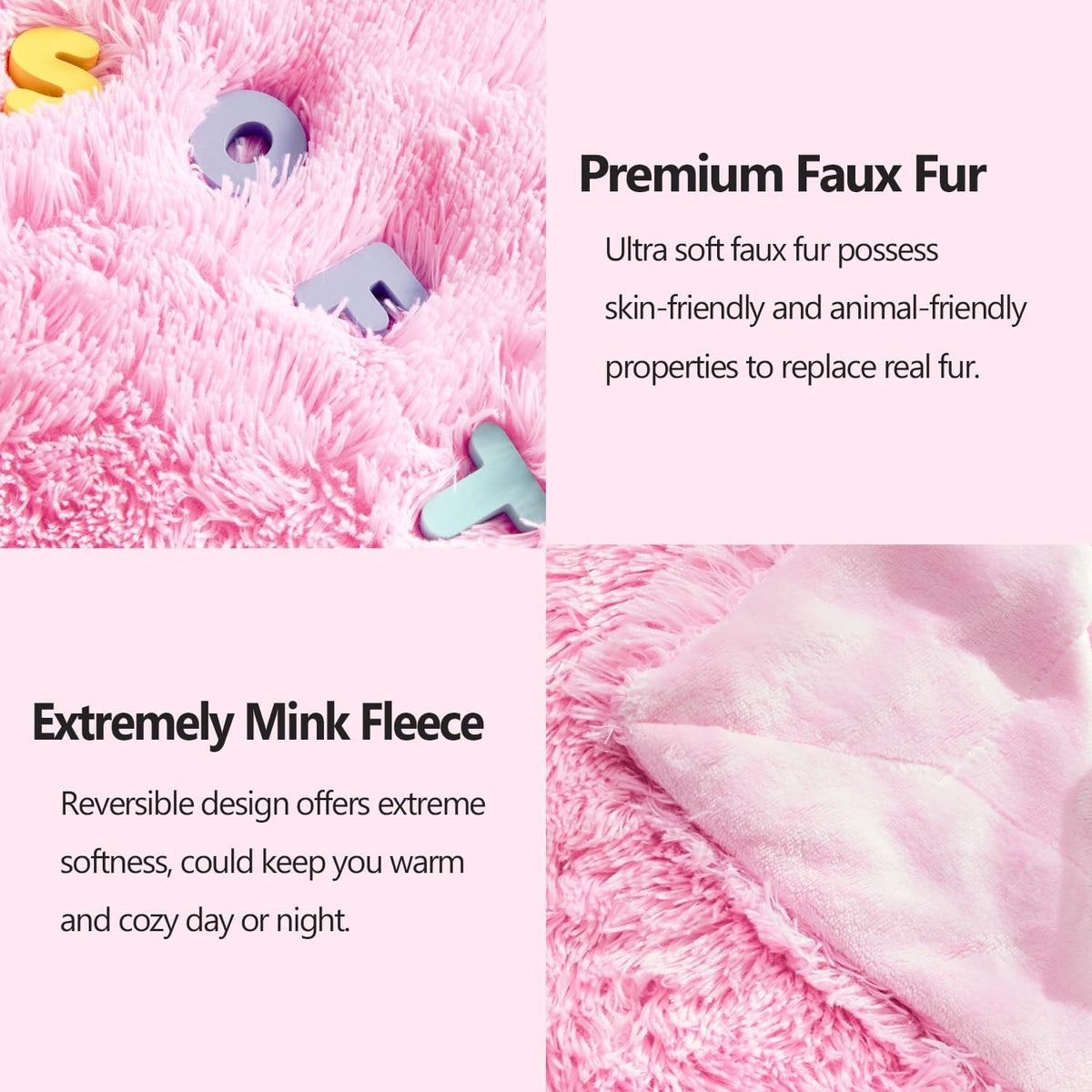 GONAAP Fuzzy Faux Fur Throw Blanket Queen Size Light Pink Super Soft Cozy Plush Fuzzy Shaggy