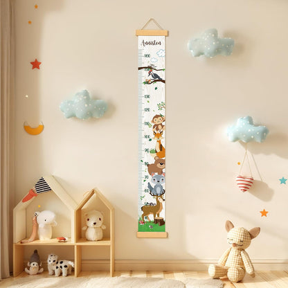 Personalized Name Growth Chart Wall Decor for Kids – Canvas Removable Height Chart Measuring Ruler