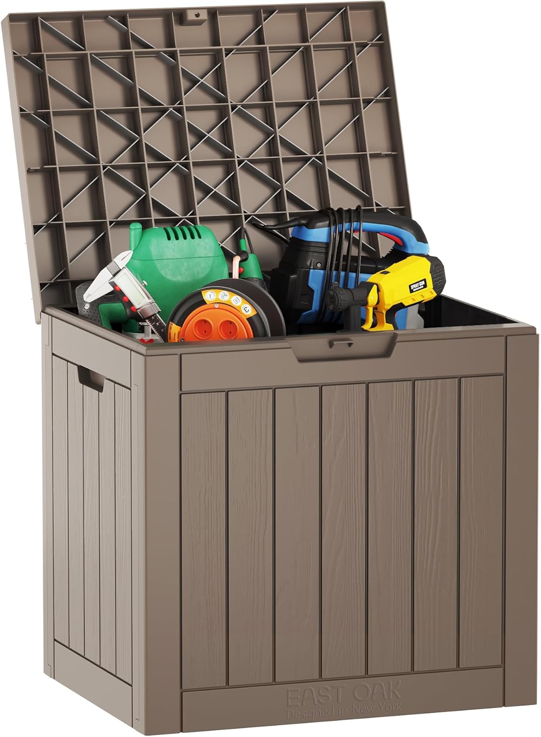 EAST OAK Outdoor Storage Box, 31 Gallon Deck Box, Waterproof Resin Storage Bin for Patio Cushions