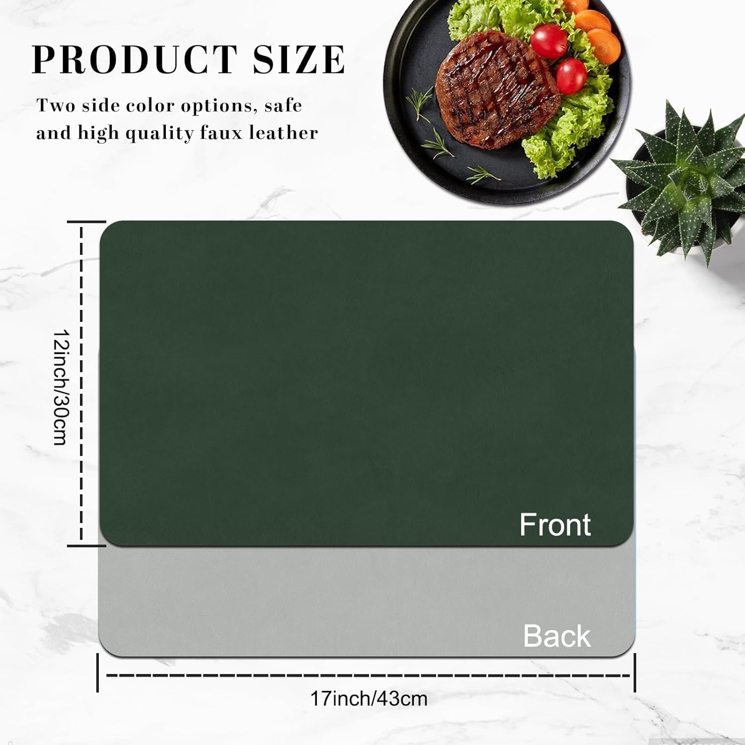 BLESWIN Faux Leather Placemats, PU Dining Table, Waterproof and Oil Resistant Easy to Clean, Heat