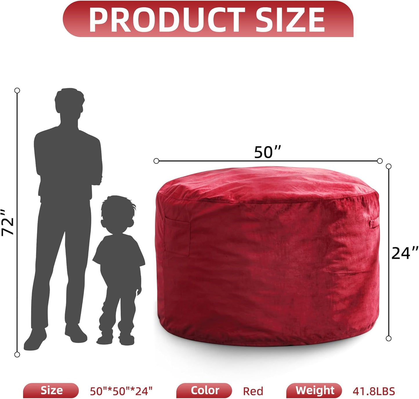 Hobestluk 5FT Bean Bag Chair Giant Bean Bag Chairs for Adults Large Bean Chairs with Removable