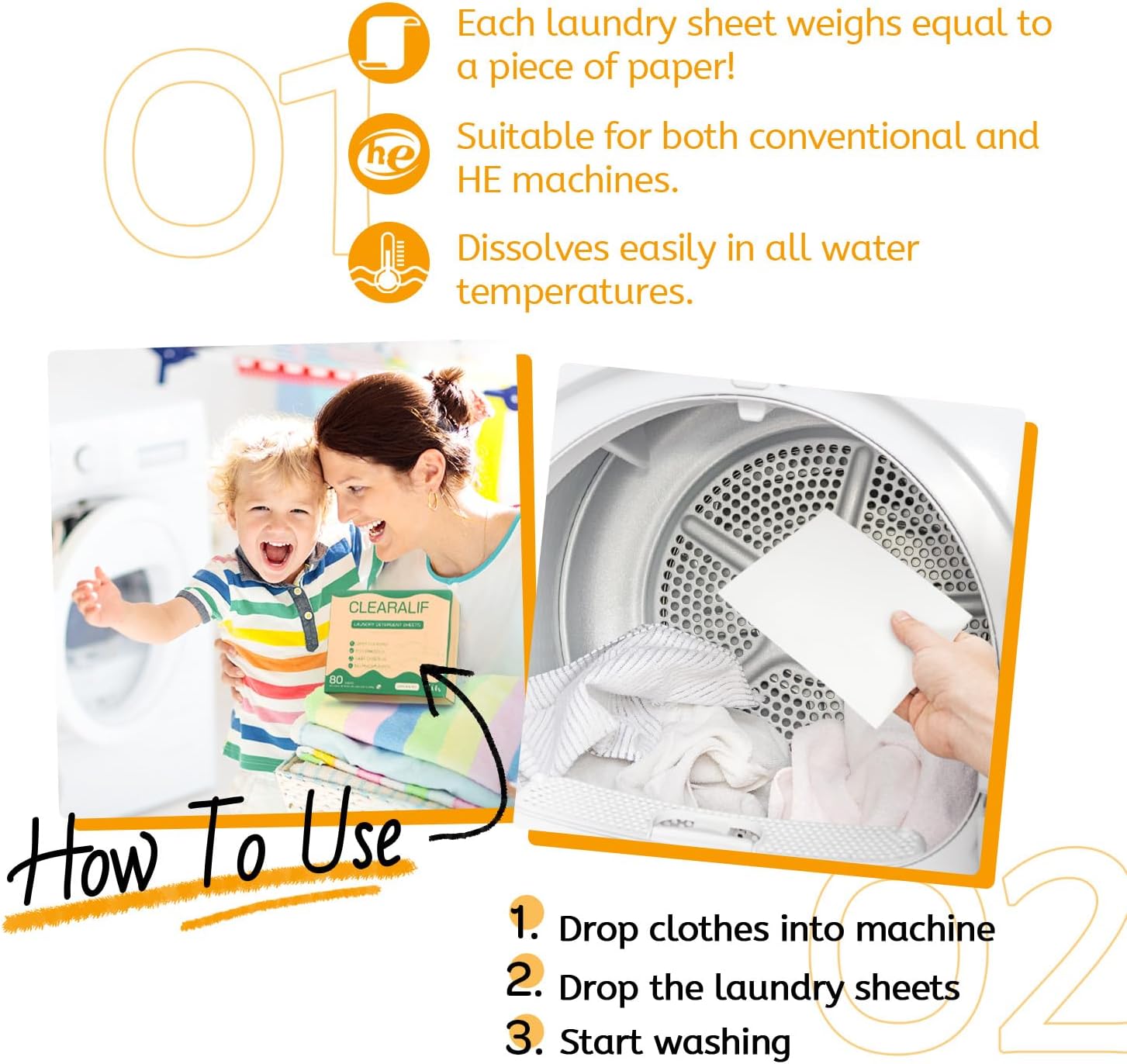 Laundry Detergent Sheets Up to 160 Loads, Amber Dusk - Great For Travel,Apartments, Dorms,CLEARALIF