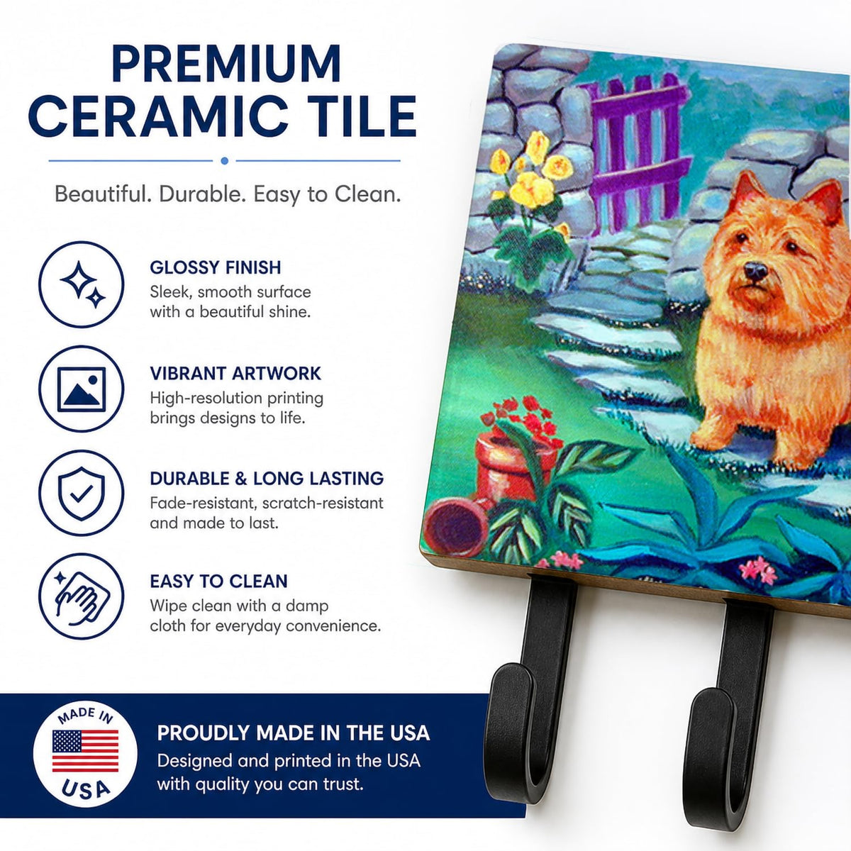 Caroline's Treasures 7520TH68 Norwich Terrier Leash or Key Holder, Wall Hooks, Key Hooks Holder
