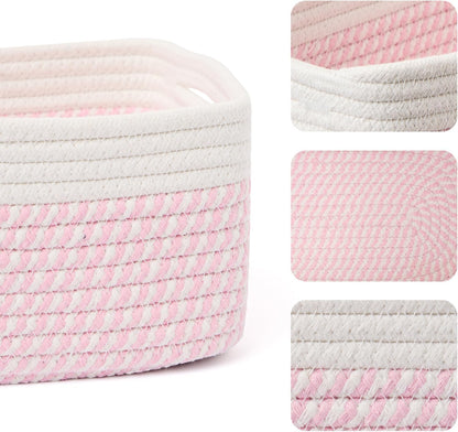 Small Storage Baskets for Organizing | Closet Organizer Bins | Shelf Toy Basket | Woven Rope