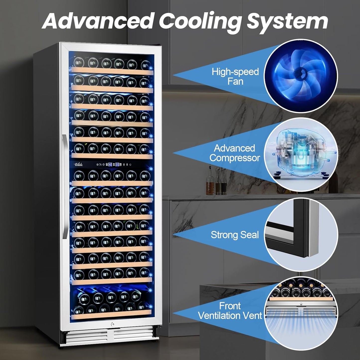 180 Bottles Wine Fridge 24 Inch Dual Zone Wine Cooler Refrigerator Freestanding Wine Refrigerator