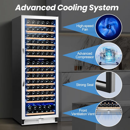 180 Bottles Wine Fridge 24 Inch Dual Zone Wine Cooler Refrigerator Freestanding Wine Refrigerator