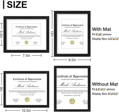 Vittanly 8.5x11 Picture Frames Set of 9, Shatter Resistant Plexiglass, Display 6x8 Pictures with