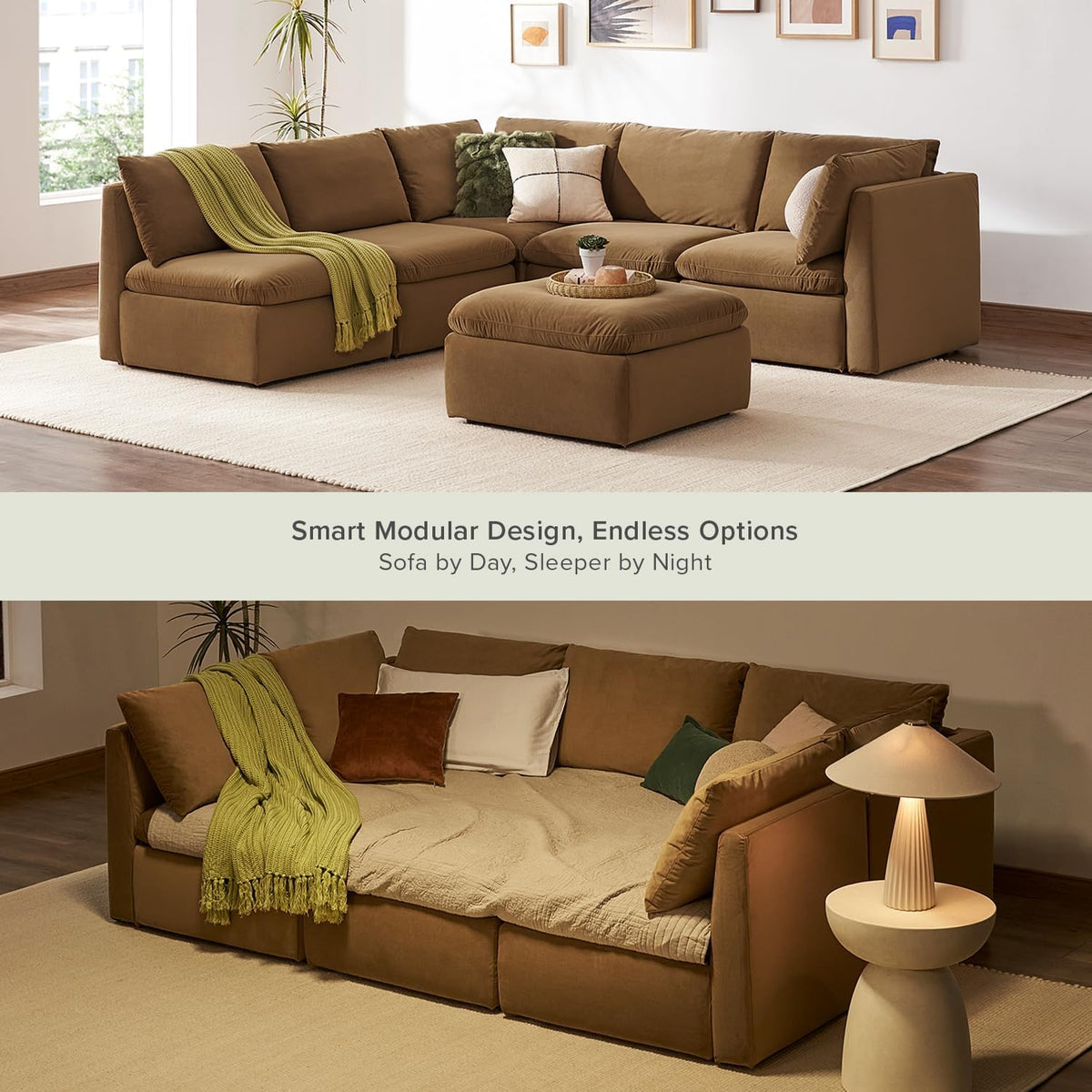 mopio Oversized Modular Sectional Sofa with Fully Removable Covers and Storage, Convertible U