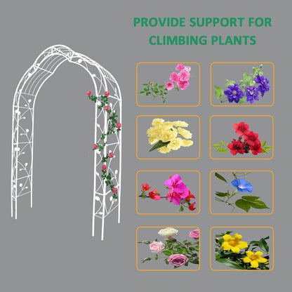 Metal Garden Arch 98.4" H White Garden Arbor Trellis for Outdoor Climbing Plants Support Rose Lawn