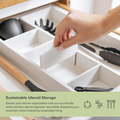 Adjustable Kitchen Drawer Organizer for Utensils and Junk, Food-Safe Contract Grade with 100%