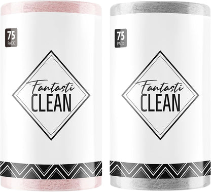 Fantasticlean Microfiber Cleaning Cloth Roll -150 Sheets, Tear Away Microfiber Towels, 12" x 12"
