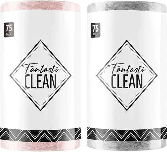 Fantasticlean Microfiber Cleaning Cloth Roll -150 Sheets, Tear Away Microfiber Towels, 12" x 12"
