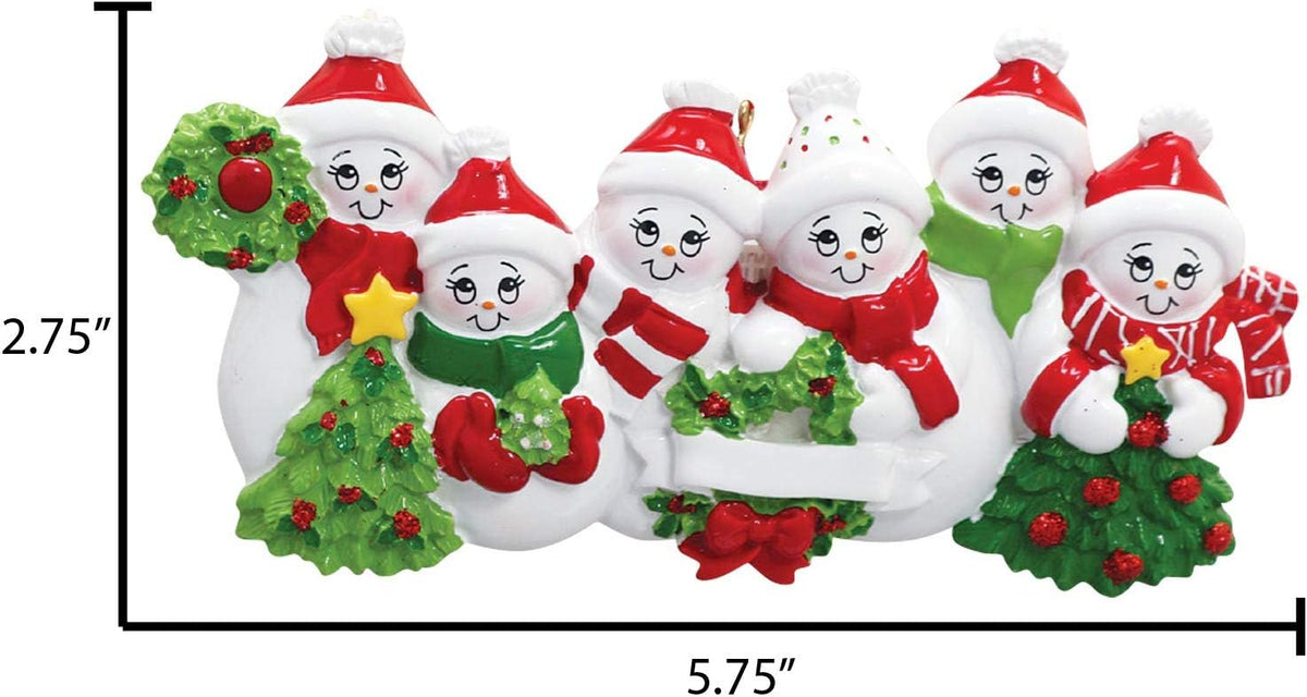 3D Snowman Family of 6 Ornament 2025 Personalized Family Christmas Ornaments 2025 | Snow People