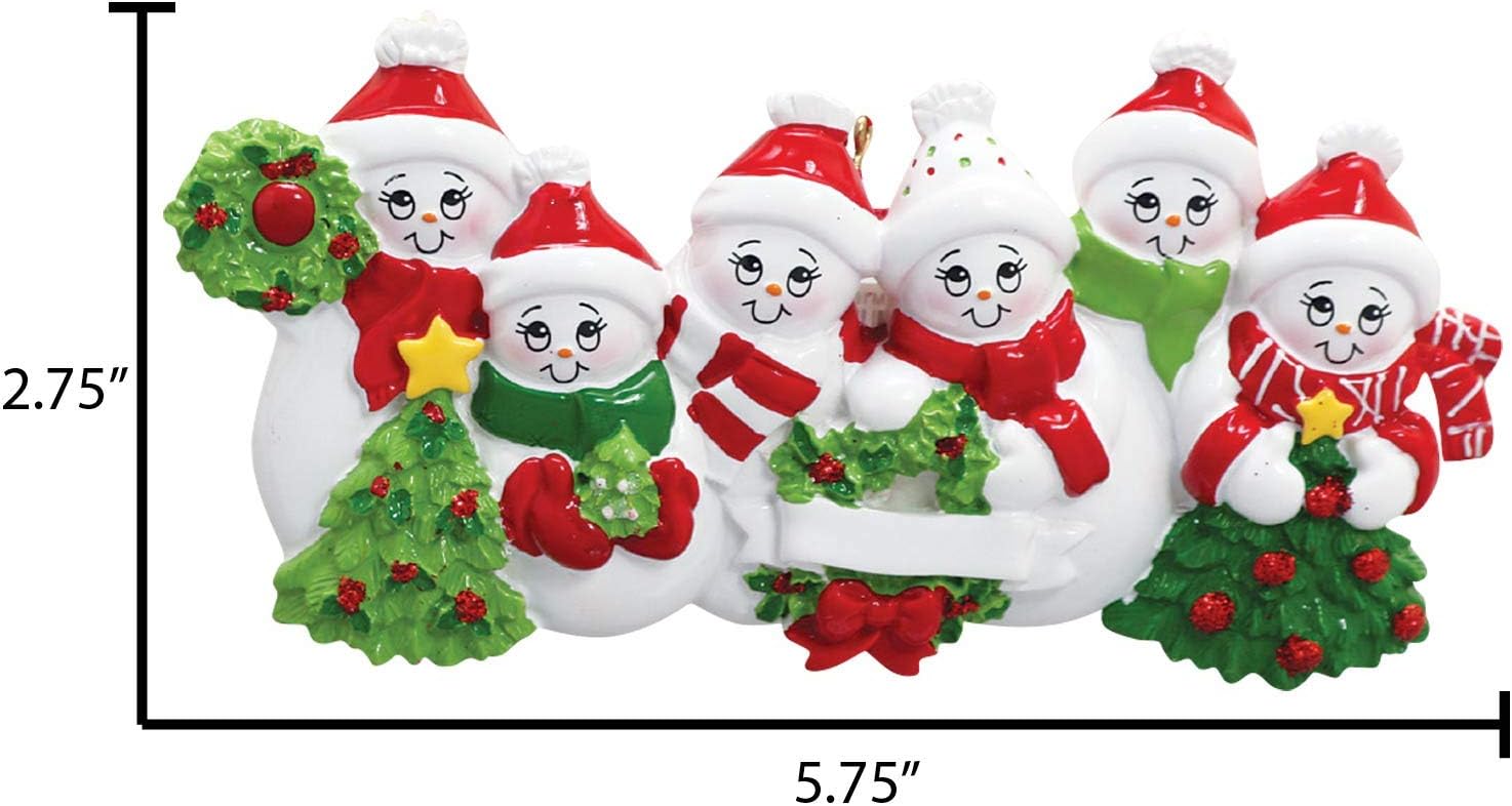 3D Snowman Family of 6 Ornament 2025 Personalized Family Christmas Ornaments 2025 | Snow People