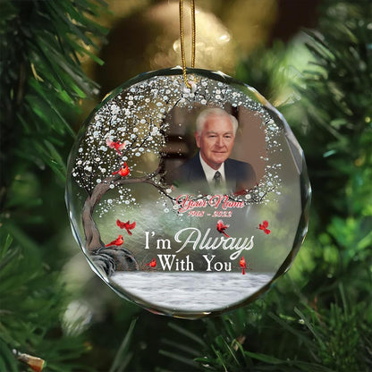 Personalized Memorial Glass Ornament, Custom Photo Christmas Ornament, Memorial Day Glass Ornament