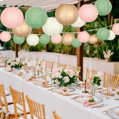 ADLKGG Paper Lanterns Party Decorative, Round Hanging Paper Lanterns Wedding Decorations for Sage