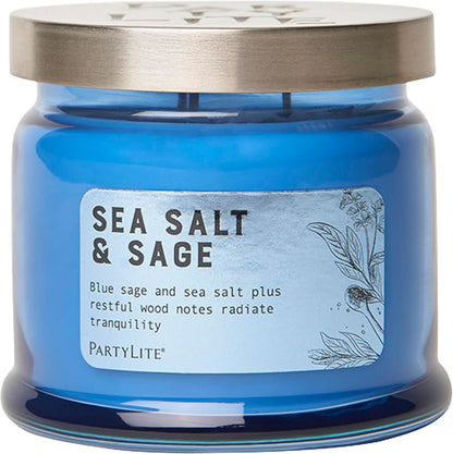 PartyLite Sea Salt & Sage Scented, Notes of Salted Air, Sea-Soaked Sage, Driftwood, Coconut and