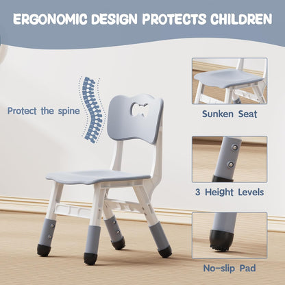 Brelley Kids Table and 4 Chairs Set, Height Adjustable Toddler Desk and Chair Set, Graffiti