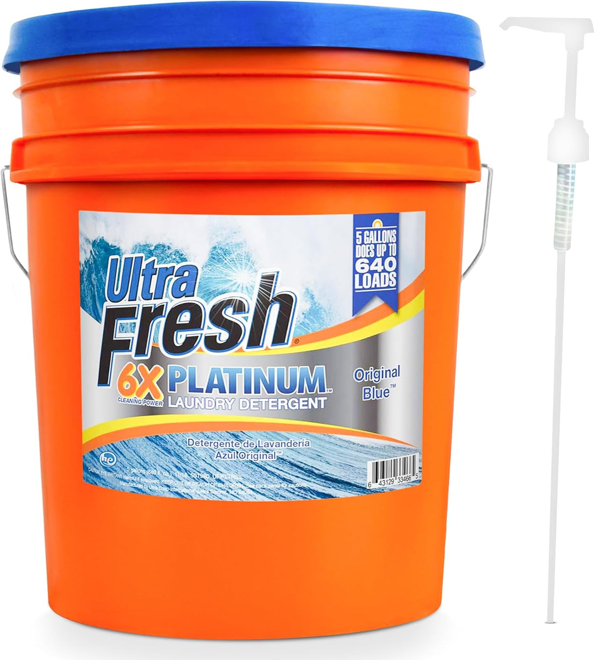Ultra Fresh 5 Gallon Liquid Laundry Detergent Washing Soap for All Machine Types, 6X Platinum, Up