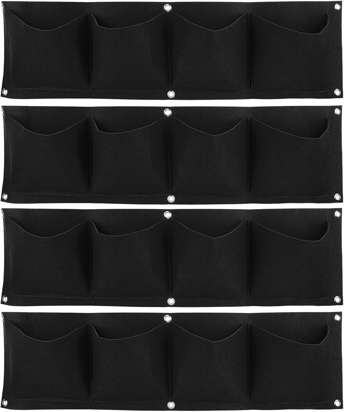 4Pcs 4 Pocket Felt Vertical Wall Garden Planter Plant Grow Bag Reusable Wall Mounted Planting