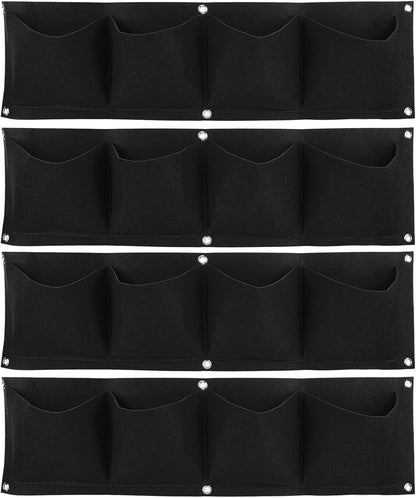 4Pcs 4 Pocket Felt Vertical Wall Garden Planter Plant Grow Bag Reusable Wall Mounted Planting
