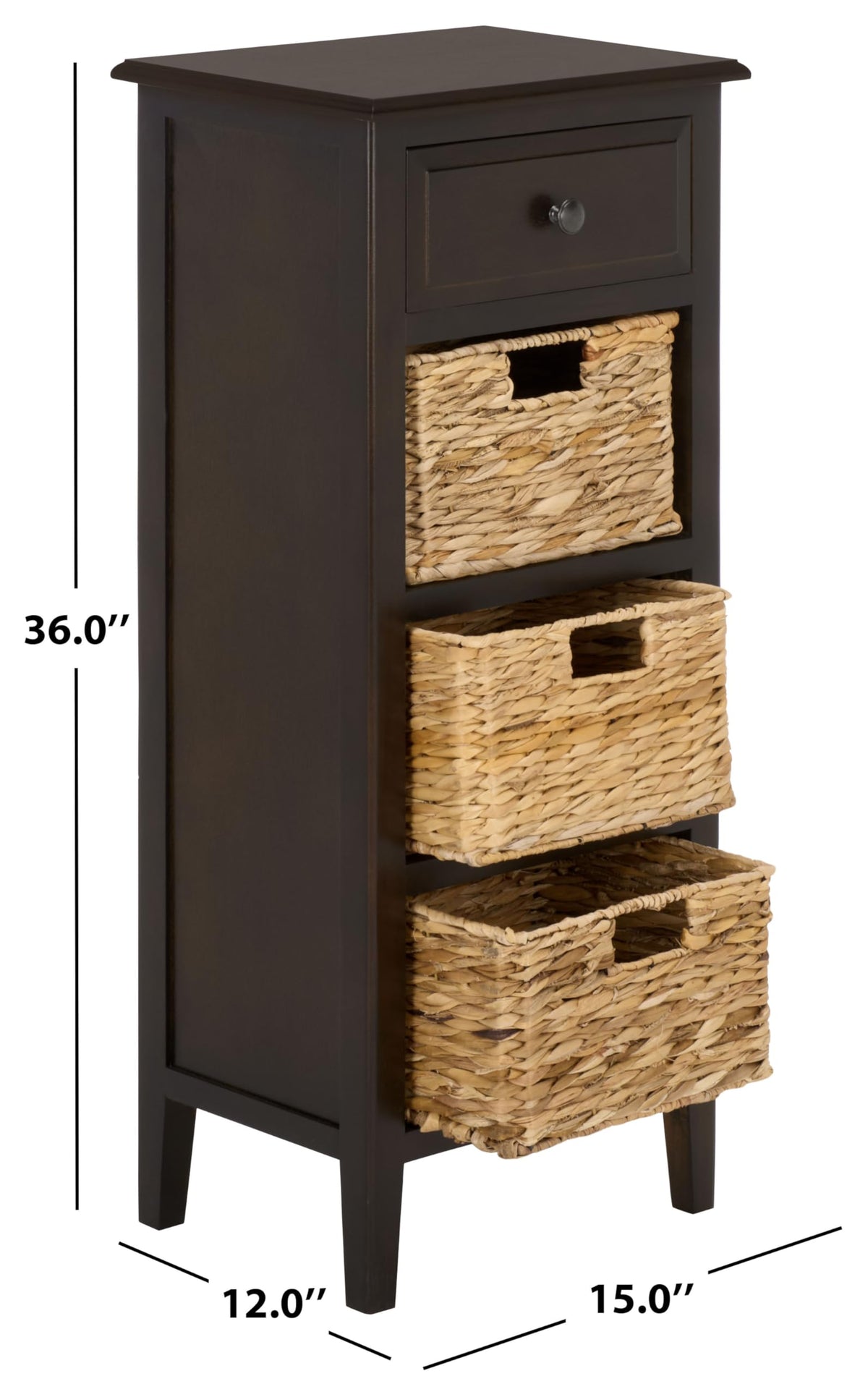 SAFAVIEH Furniture - Michaela 1-Drawer Storage Unit - Dark Chocolate - Solid Wood - Farmhouse