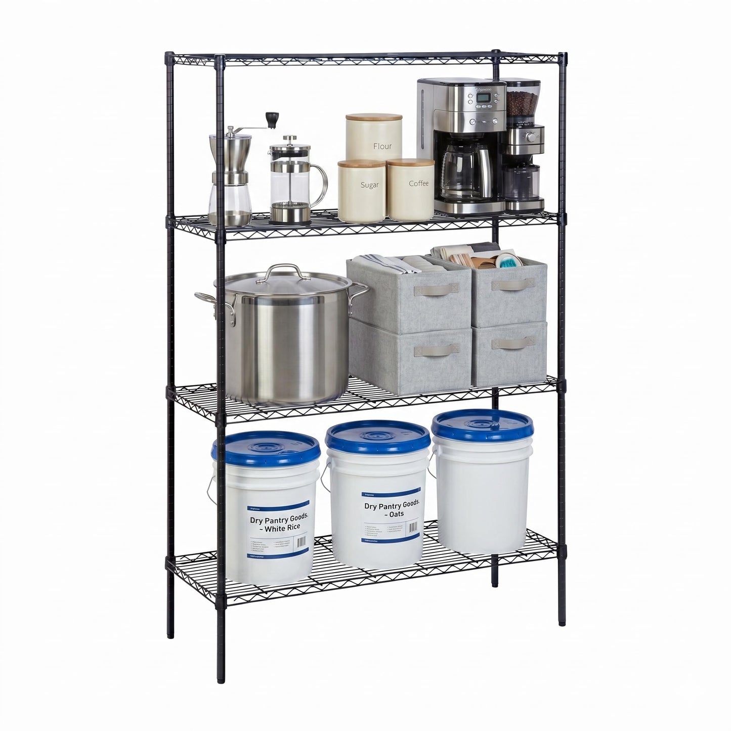 Honey-Can-Do 4-Tier Heavy Duty Extra-Wide Adjustable Shelving Unit, 350-lb Per Shelf Metal Storage