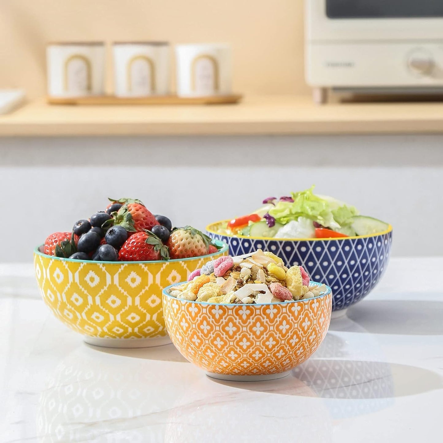 Selamica Ceramic 12 OZ Dessert Bowls Set, Ice Cream Bowls, 4.7 Inch Small Bowls for Ice Cream