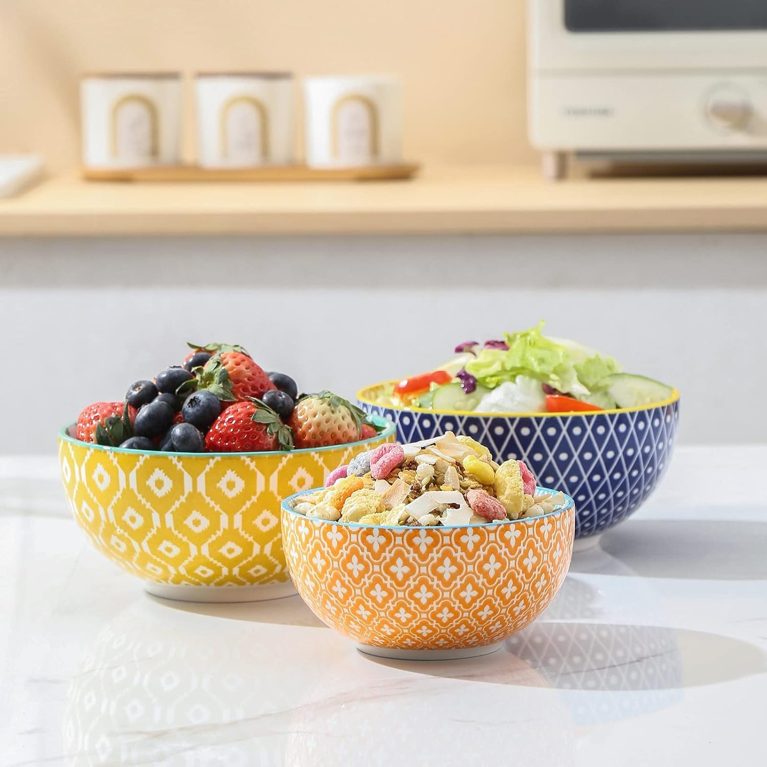 Selamica Ceramic 12 OZ Dessert Bowls Set, Ice Cream Bowls, 4.7 Inch Small Bowls for Ice Cream