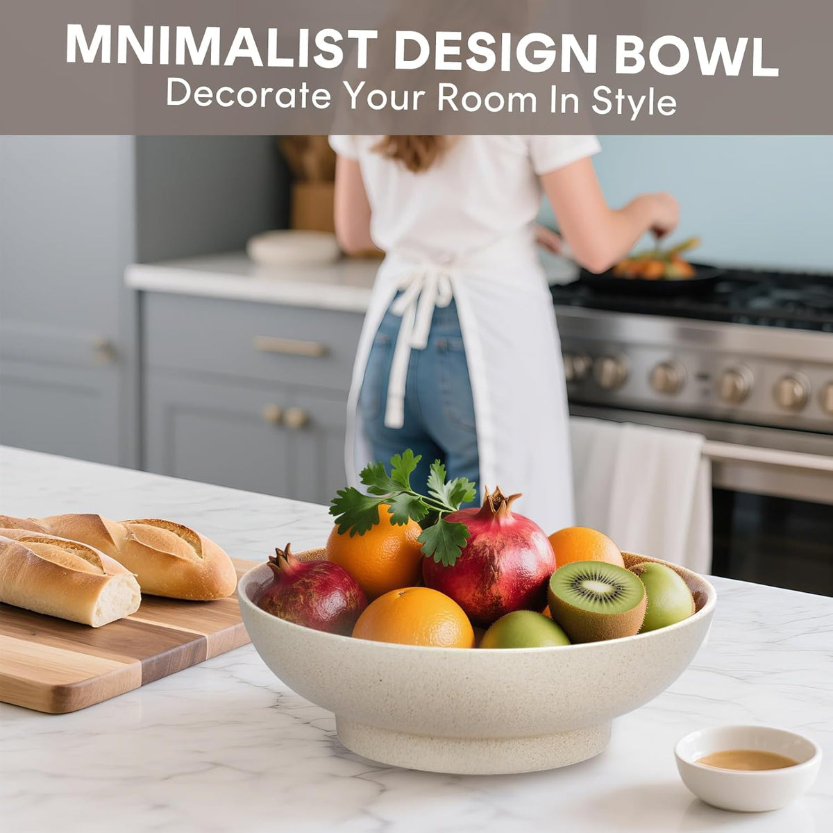 10" Decorative Bowl,Ceramic Fruit Bowl for Kitchen Counter,Coffee Table, Dining Room,Table